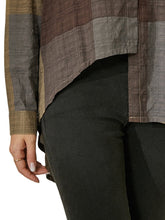 Plus Size Women Plaid Lapel High Low Casual Long Sleeve Shirts